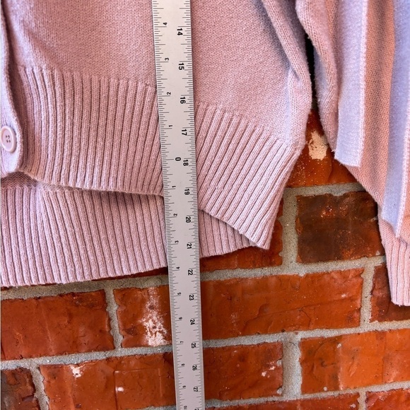 BP Womens Small Blush Pink Cold Shoulder Tie Cropped Cardigan Hi Lo Sweater - Picture 8 of 9